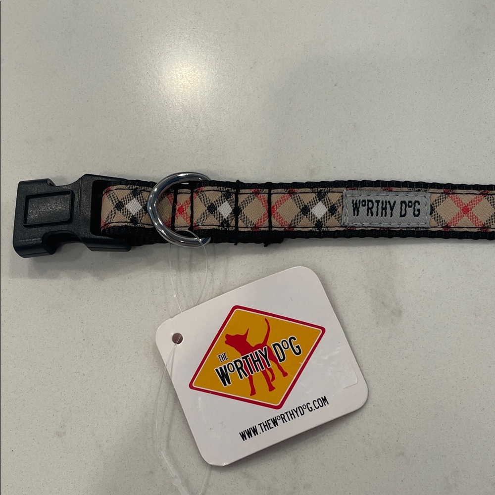 Plaid Dog Collar with Black Accents